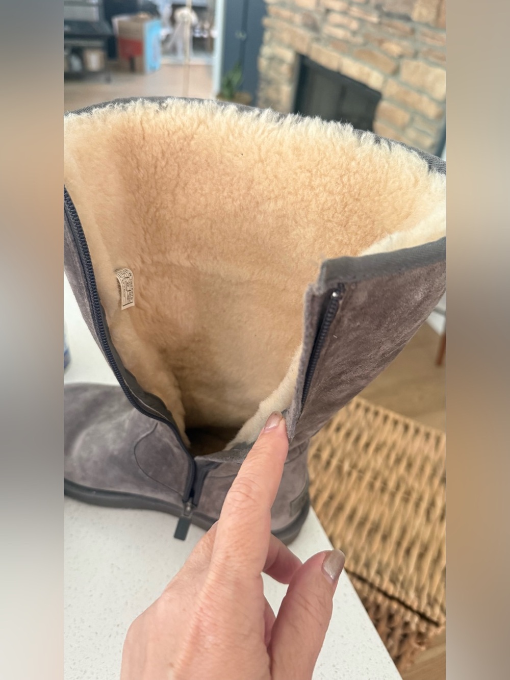 Uggs Tall Suede Winter Boots - Gray - Picture 3 of 6